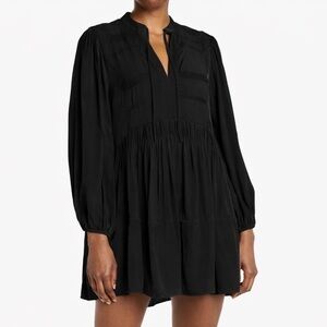 Mustard Seed Babydoll Shift Dress Black Womens Size Small Tiered Office Career